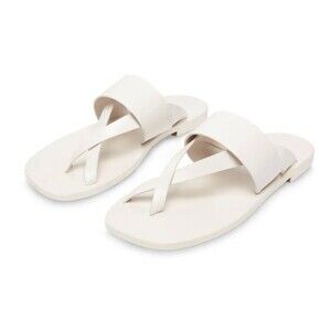 A. Emery x Matteau White Leather Silba Sandals Flats Size 38 EUC
